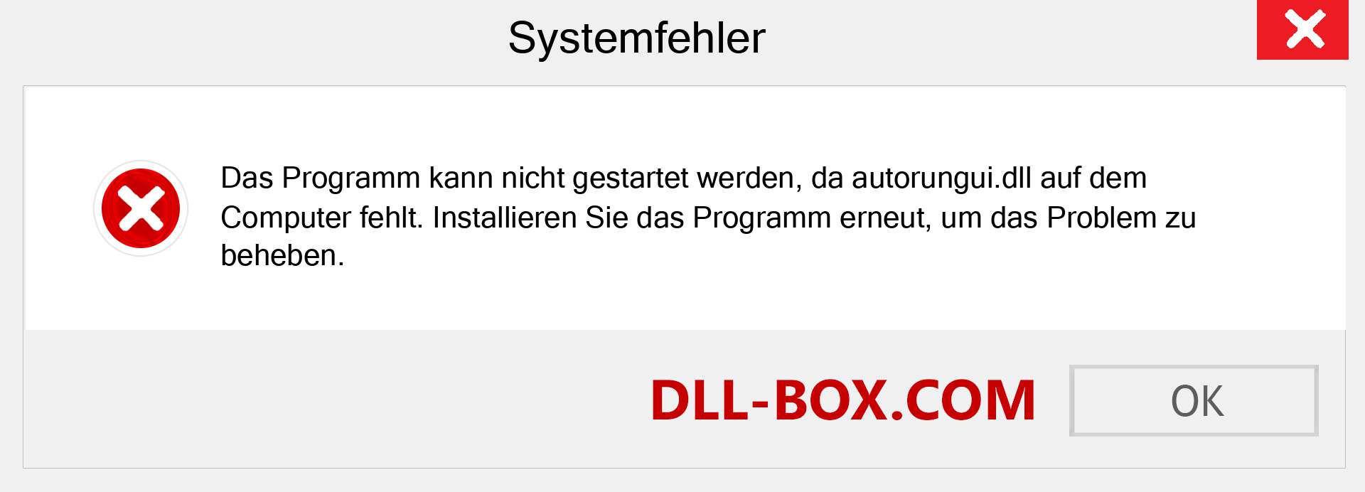 autorungui.dll-Datei fehlt?. Download für Windows 7, 8, 10 - Fix autorungui dll Missing Error unter Windows, Fotos, Bildern